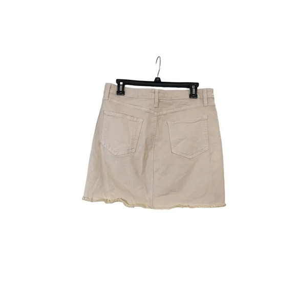 Button Down A-Line Skirt Ecru JustBlack Womens L Denim Frayed Hem Pockets - Picture 3 of 9